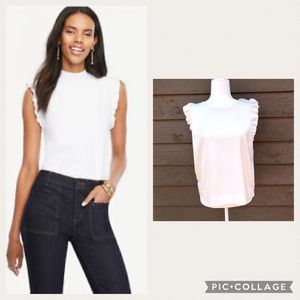 Ann Taylor rough-cut ruffle sleeve knit top!